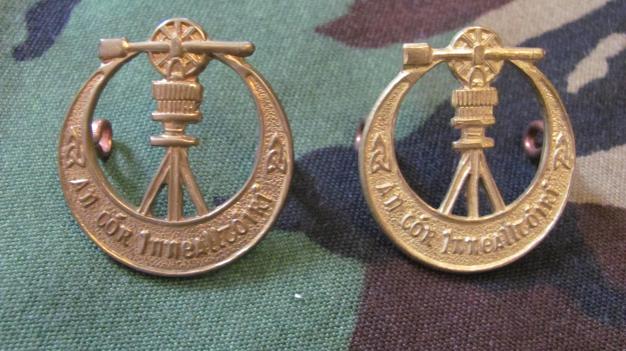 Pair Irish Army Engineers Collar Badges in brass