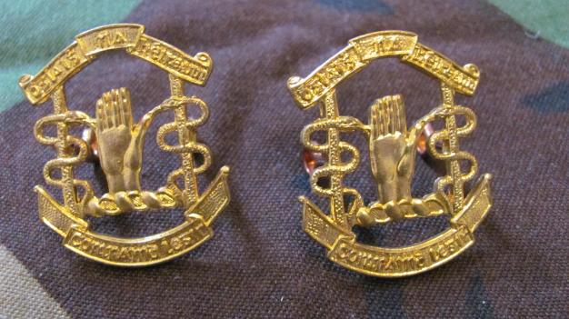 A Pair of Irish Army Medical Corps collar badges in brass