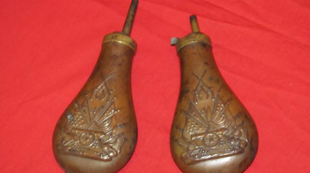 Pair of Victorian Gun Powder Flasks