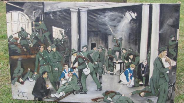 Oil on Canvas Painting Depicting a Scene of the Dublin Rising