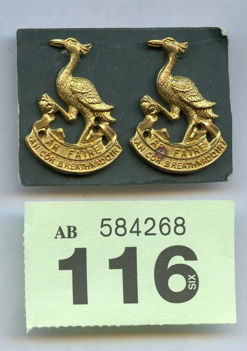 Irish Observer Corps Collar badge Pair in Brass