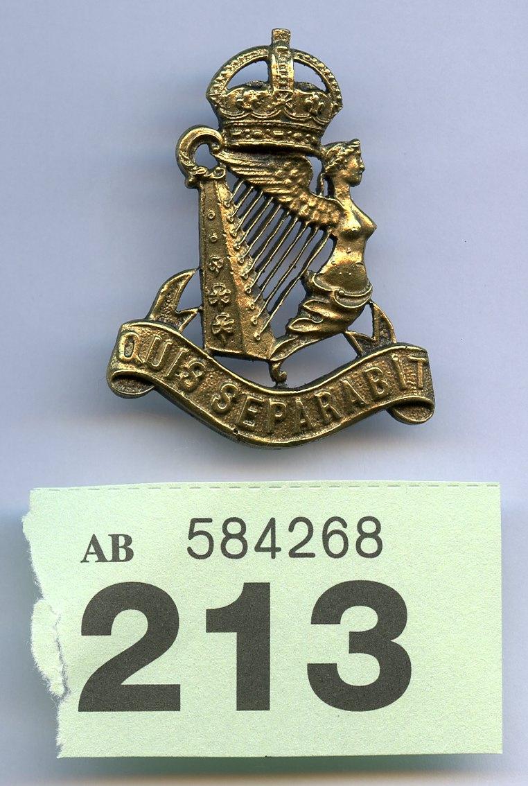 WW1 Royal Irish Rifles Officers Collar Badge