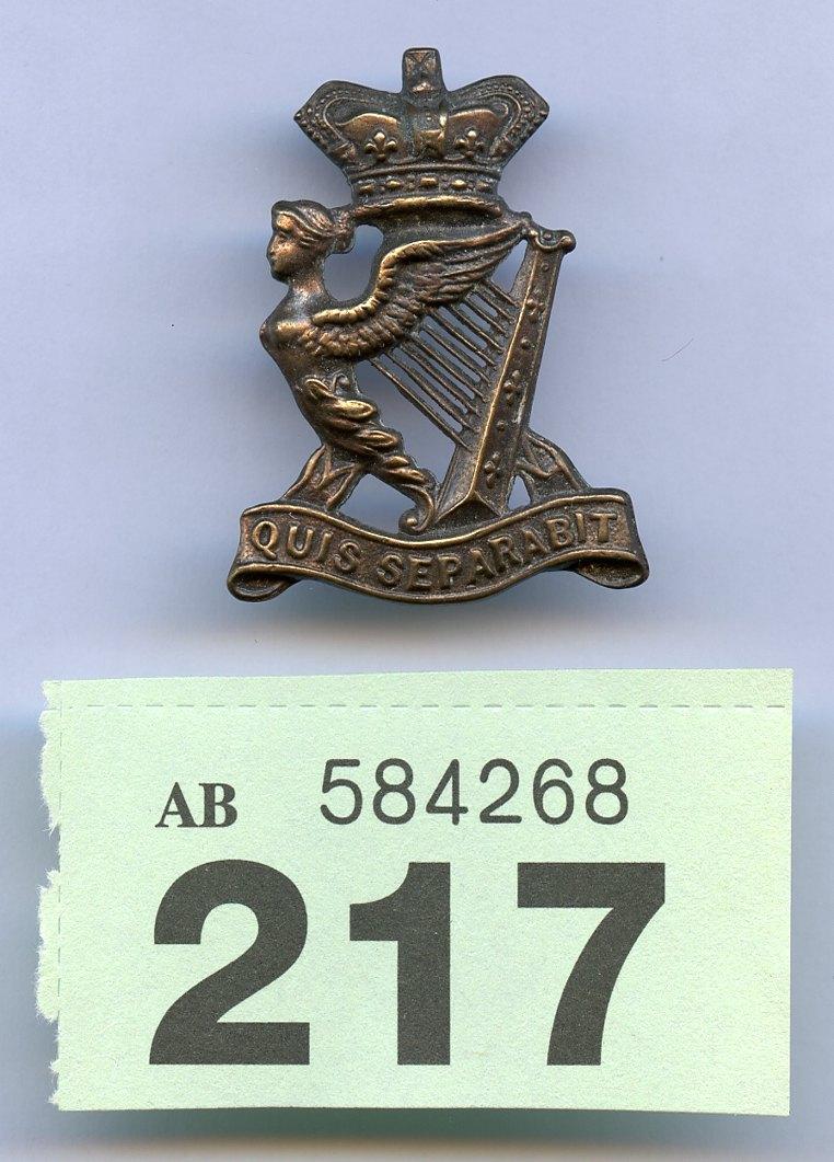 Victorian Royal Irish Rifles Collar Badge