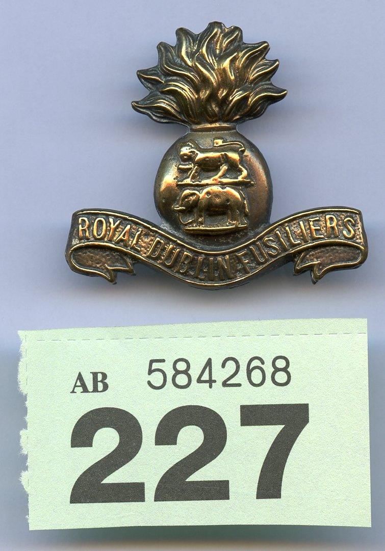 Dublin Fusiliers Officers Large Collar Badge