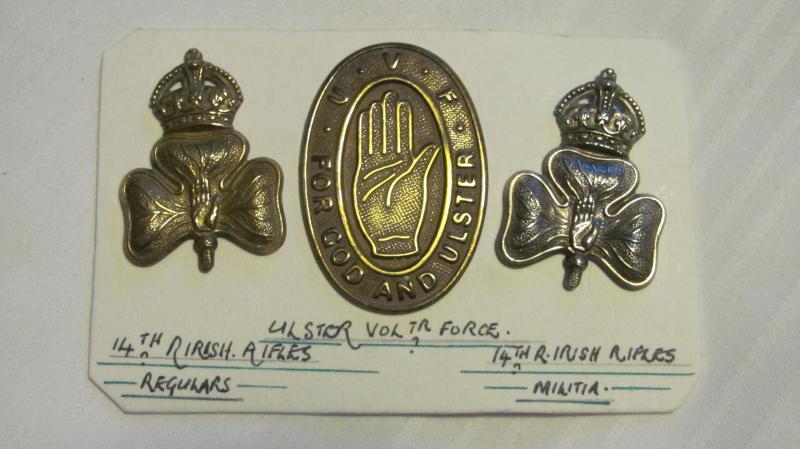 14th Royal Irish Rifles (YCV)and UVF cap badges