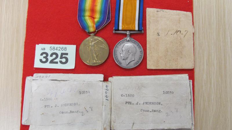 Connaught Rangers WW1  Pair to Pte J Anderson